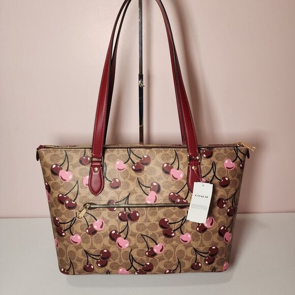 NWT COACH CAA71 Gallery Tote Bag In Signature Canvas With Cherry On Top - Picture 3 of 7